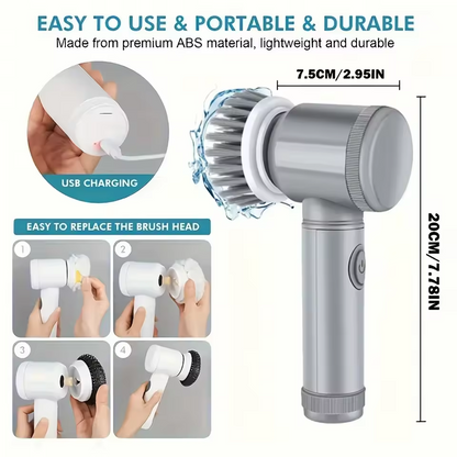 Cordless Spin Scrubber with 6 Replaceable Brush Heads